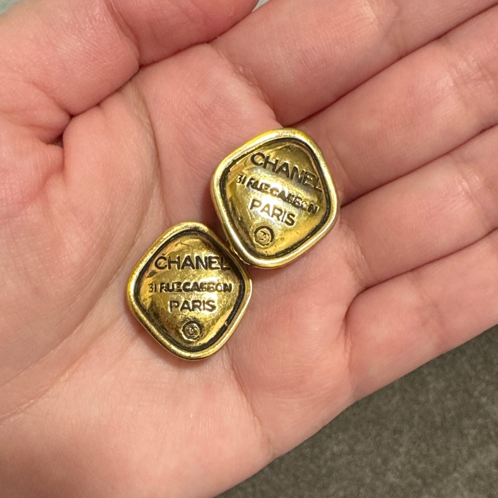 CHANEL Gold Clip-On Earrings